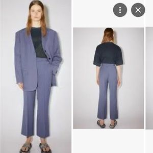 Acne Studios FW 2022 Pinstripe Trousers in Mid Blue